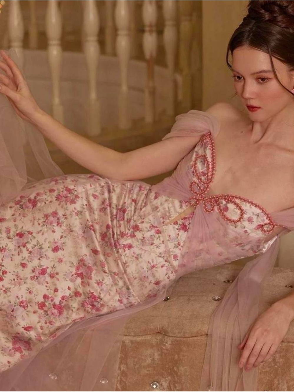 Pink Floral Disc dress